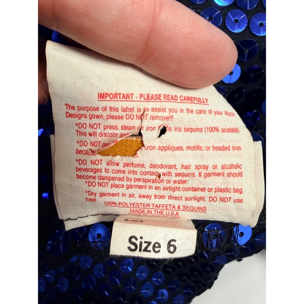 Alyce Designs 80's Sequin Gown Women Size 6 Blue Silver Vintage Beaded Starburst - Picture 15 of 16